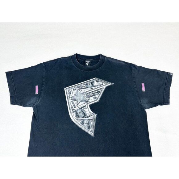 Vintage Famous Stars and Straps T-Shirt Medium Black Skater Ben Franklin Money - Picture 6 of 9